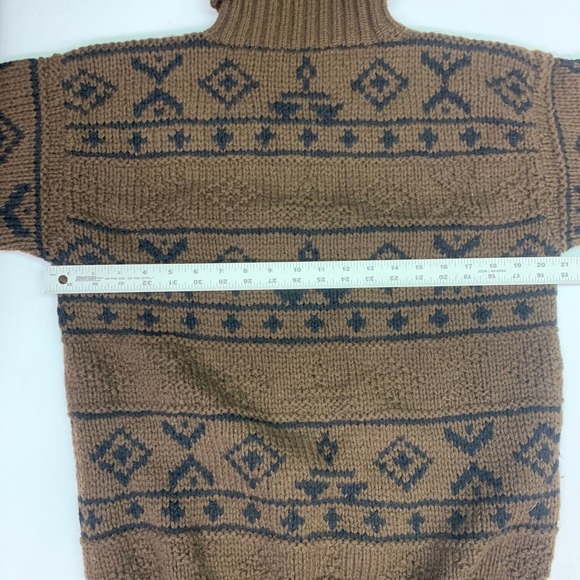 Gap Vintage Wool Brown Fair Isle Chunky Knit Turtleneck Sweater Pullover Size S - Picture 11 of 13